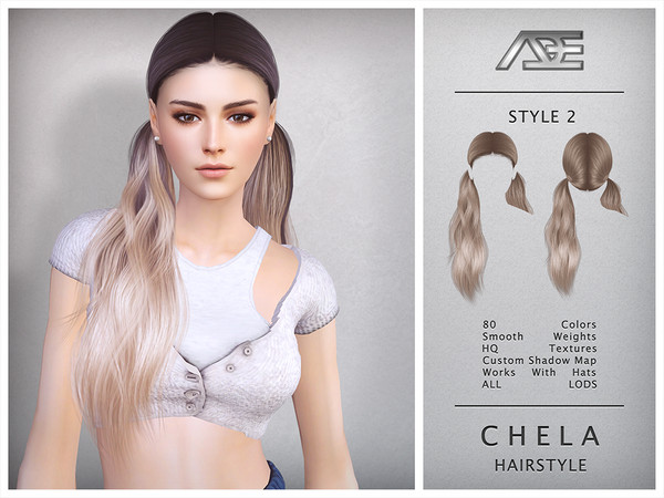 Sims 4 — Chela - Style 2 (Hairstyle) by Ade_Darma — Chela Hairstyle - Style 2 !! Require Chela Bangs Strands ADD ON to