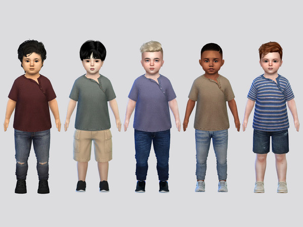 Sims 4 — Side Button Tee Toddler by McLayneSims — TSR EXCLUSIVE