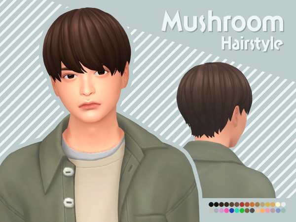 Sims 4 — Mushroom Hairstyle by kihachigawa — 24 EA swatches + 6 custom swatches