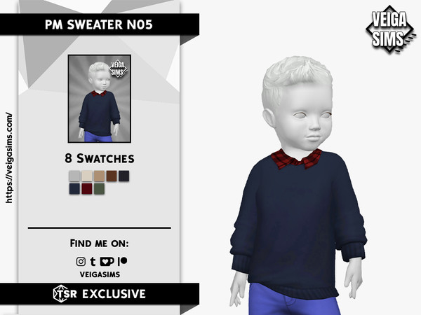 Sims 4 — PM SWEATER N05 by David_Mtv2 — All maxis colors (24 colors).