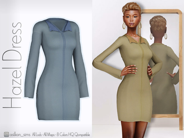 Sims 4 — Hazel Dress - ACN 607 by Asilkan — - 8 Colors