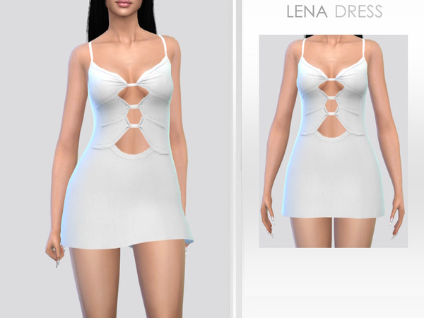 Sims 4 — Lena Dress by Puresim — A white cut out dress