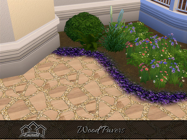 Sims 4 — Wood Pavers 3 by Emerald — Durable pavers tiles for accent your outdoor landscaping.