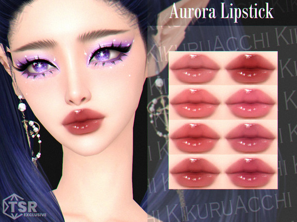 Sims 4 — Aurora Lipstick by Kikuruacchi — - It is suitable for Female and Male. ( Teen to Elder ) - 8 swatches - HQ