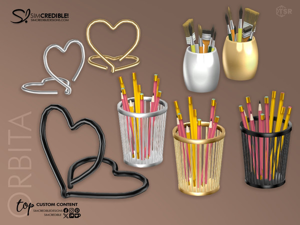 Sims 4 — Orbita Study Paint Brushes by SIMcredible! — Time to get some decor items and stationary clutter for your
