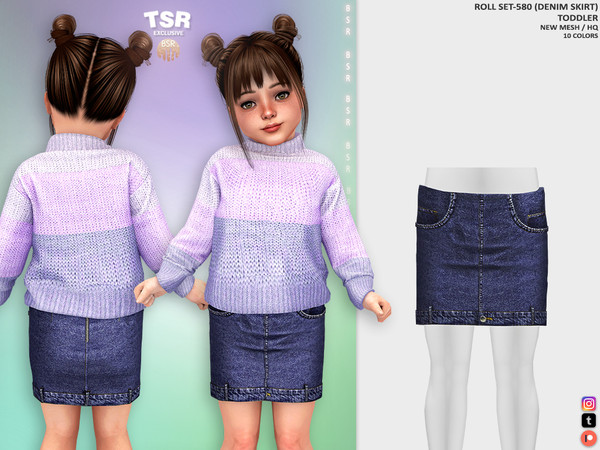 Sims 4 — ToddlerF - ROLL SET-580 (DENIM SKIRT) BD1488 by busra-tr — 10 colors Toddler