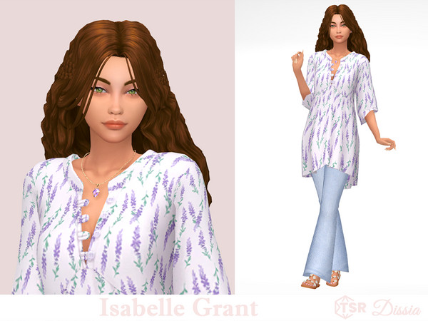 Sims 4 — Isabelle Grant by Dissia — Isabelle is Good, Vegetarian and Loves Outdoors with a Freelance Botanist aspiration.
