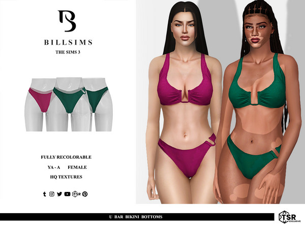 Sims 3 — U Bar Bikini Bottoms by Bill_Sims — These bikini bottoms feature a soft material with a U bar detail and a high