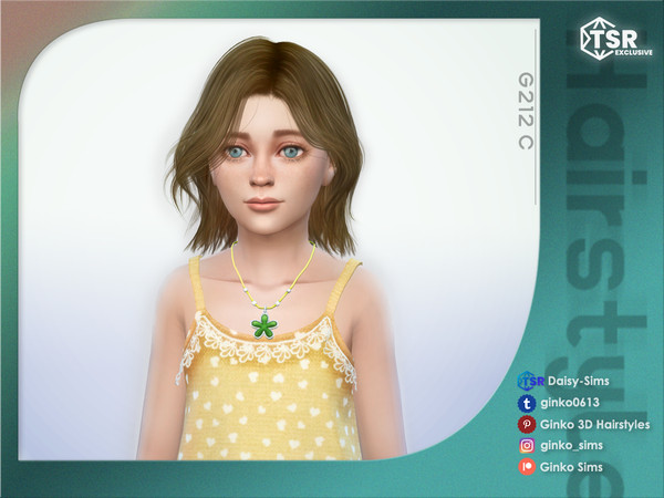 Sims 4 — Medium-Length Layered Hair for Children - Ginko 212C by Daisy-Sims — 21 base colors + 9 ombre colors