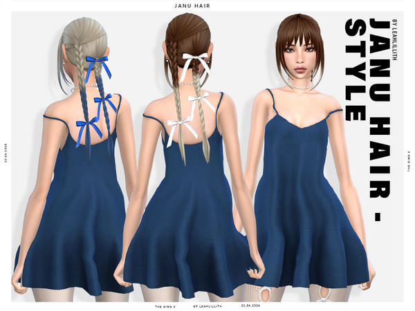 Sims 4 — LeahLillith_JanuHairstyleOmbre_01_MM.package by Leah_Lillith — The Bows are a separate accessory and can be