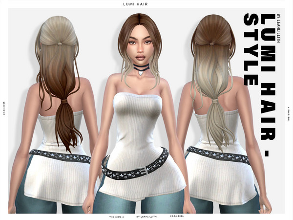 Sims 4 — Lumi Hairstyle by Leah_Lillith — There is an optional recolor (color wheel) which can be found in the FACE PAINT