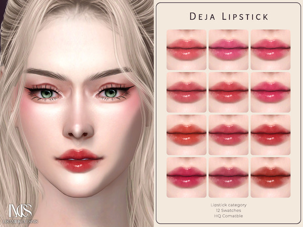 Sims 4 — Deja Lipstick by VELYSEA — -Lipstick category -HQ comatble -12 swatches