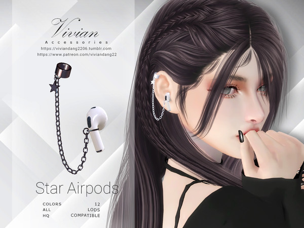 Sims 4 — VivianDang_AF_Earing_StarAirpods_R.package by VivianDang — - All new meshes