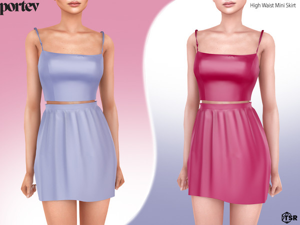 Sims 4 — High Waist Mini Skirt by portev — new Mesh 6 colors