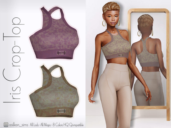 Sims 4 — Iris Crop Top - ACN 612 by Asilkan — - 8 Colors