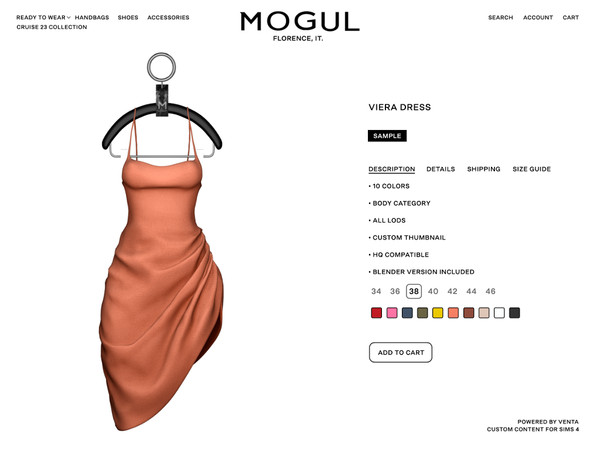 Sims 4 — MOGUL - Viera Dress by VentaStudio — - 10 Swatches (20 Swatches on Patreon)