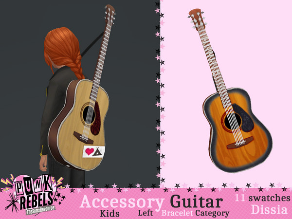 Sims 4 — Accessory Guitar Kids (Left) by Dissia — Accessory guitar for kids sims on your sim back on left or right side