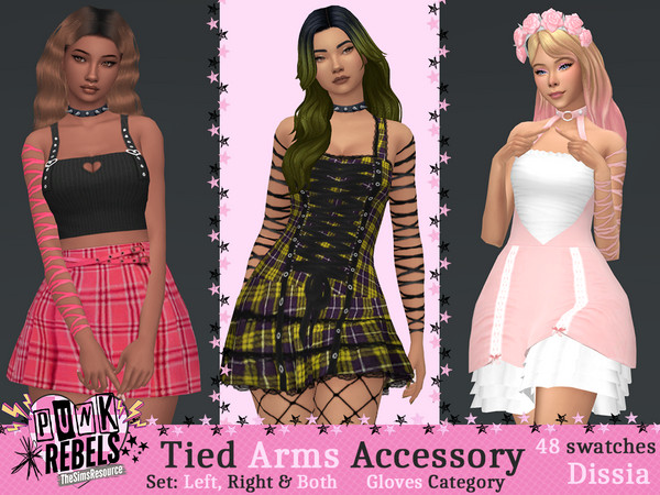 Sims 4 — Tied Arm Accessory (Right) by Dissia — Accessory strings tied on left, right or both sim arms