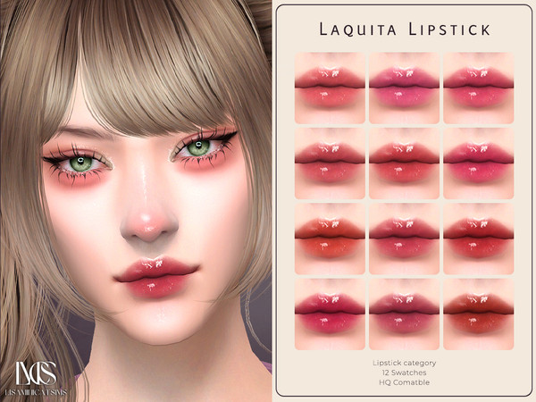 Sims 4 — Laquita Lipstick by VELYSEA — -Lipstick category -HQ comatble -12 swatches