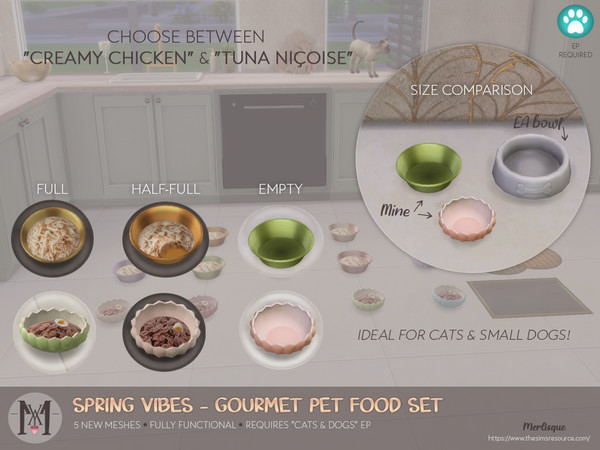 Sims 4 — [Merlisque] Flower-shaped bowl with tuna (small size) by Merlisque — Spring is in the air! Take the opportunity