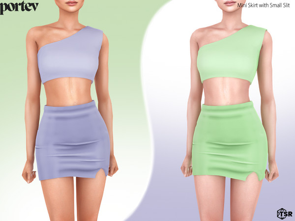 Sims 4 — Mini Skirt with Small Slit by portev — new Mesh 5 colors