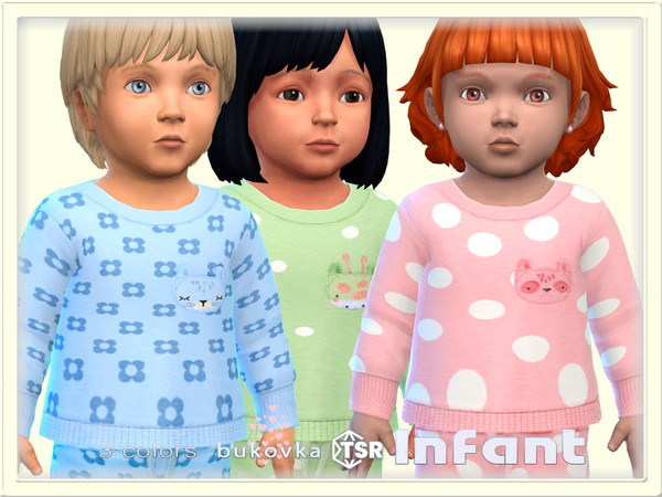 Sims 4 — Shirt Pocket by bukovka — Cute sweater for infants of both sexes: for girls and boys in 3 color options. All