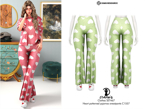 Sims 4 — Clothes SET467 - Heart patterned pyjamas sweatpants C1557 by Daph's — 6 Swatches