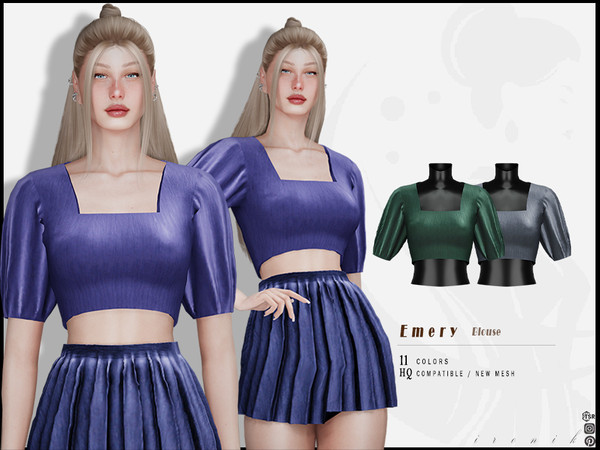 Sims 4 — Emery Blouse by _ironik_ — -11 Colors