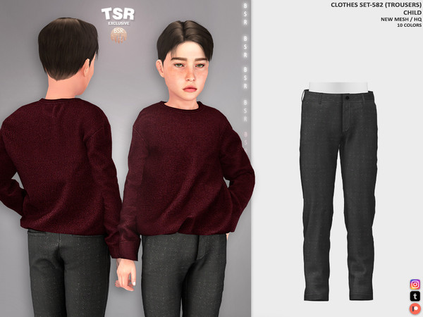 Sims 4 — ChildM - CLOTHES SET-582 (TROUSERS) BD1492 by busra-tr — 10 colors Child