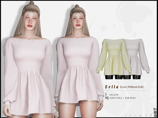 Sims 4 — Della Dress [Without Belt] by _ironik_ — -5 Colors