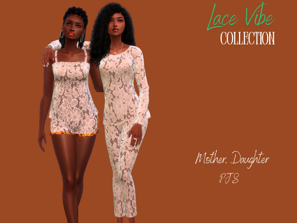 Sims 4 — Mother Lace pjs by SimmerClara — This matching mother daughter lace pjs is perfect for spring and summer