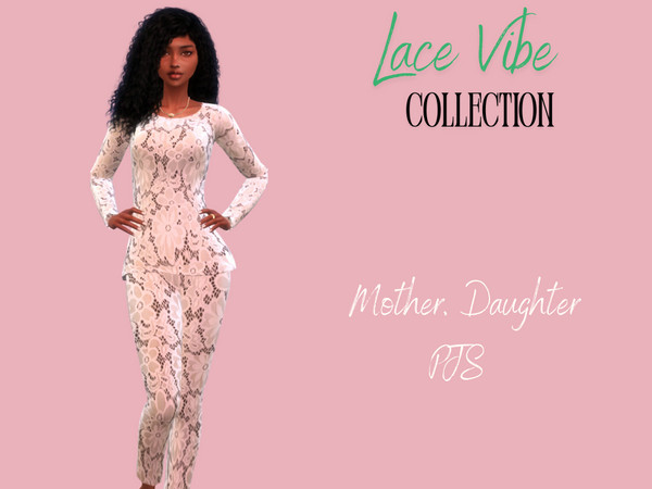 Sims 4 — lacepjsdaughtertop.package by SimmerClara — Matching set mother daughter pyjamas perfect for this spring
