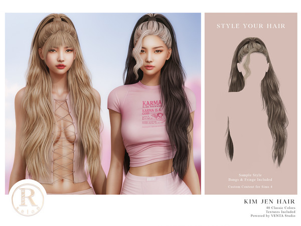 Sims 4 — RAMA - Kim Jen Hair (Bangs) by VentaStudio — Kim Jen Hair