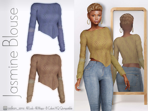 Sims 4 — Jasmine Blouse - ACN 617 by Asilkan — - 8 Colors