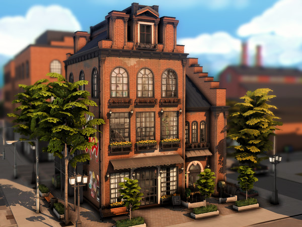Sims 4 — Industrial Home + Tattoo Studi (NO CC) by plumbobkingdom — An old industrial building was revitalized and