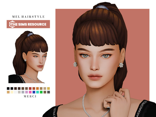 Sims 4 — Mel Hairstyle by -Merci- — New Maxis Match Hairstyle for Sims4. -24 EA Colours.