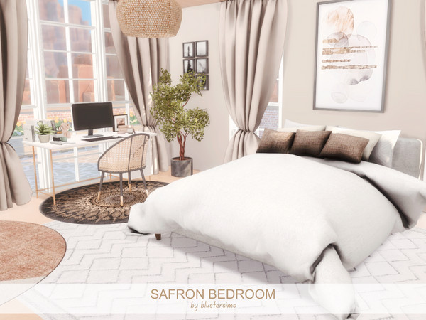 Sims 4 — Safron Bedroom by BlusterSims — Size: 6x6
