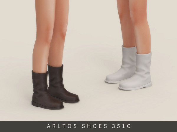 Sims 4 — Leather short boots Child by Arltos — 5 colors.