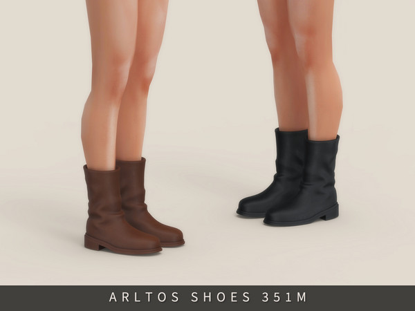 Sims 4 — Leather short boots Male by Arltos — 5 colors.