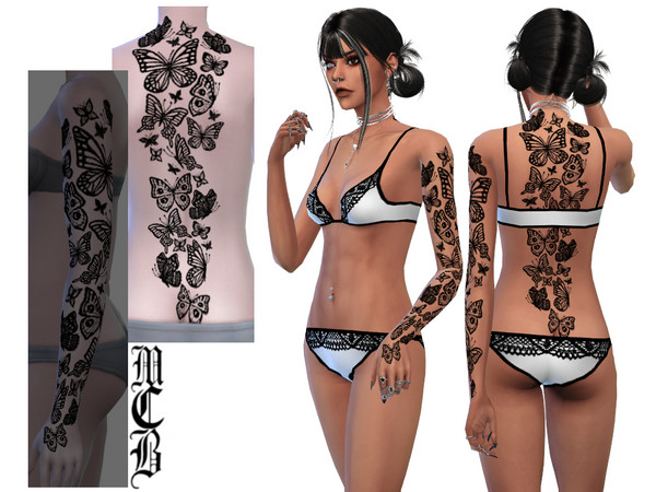 Sims 4 — Butterflies Back Tattoo by MaruChanBe2 — A tattoo with butterflies for your cuties.