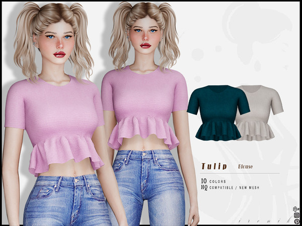 Sims 4 — Tulip Blouse by _ironik_ — -10 Colors