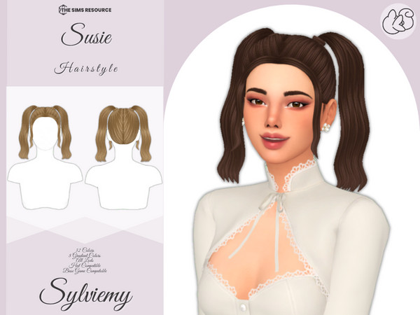 Sims 4 — Susie Hairstyle by Sylviemy — Medium Pigtails Hair