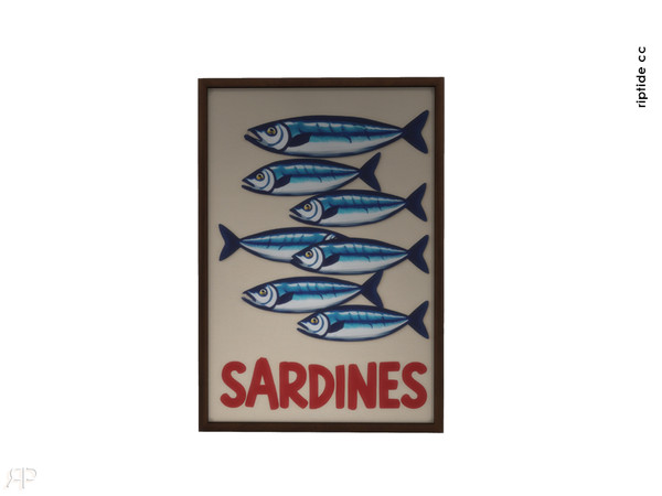 Sims 4 — Riptide CC Mediterranean Kitchen Nook Sardines Art Print by Riptidecc — Capture the charm of a rustic
