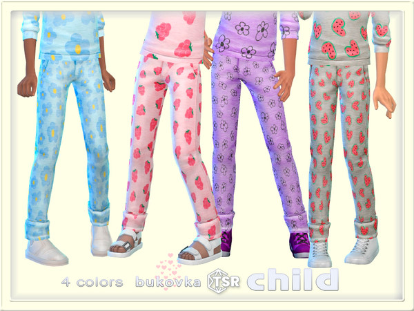 Sims 4 — Pants Mix by bukovka — Fashionable pants for children only for girls in 4 color options. Installed separately,