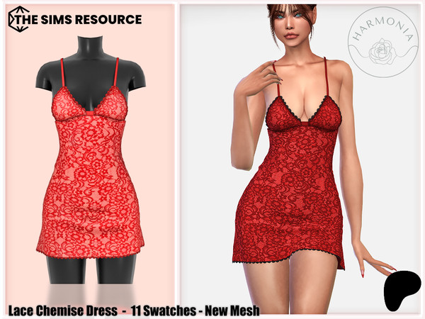 Sims 4 — Patreon - Lace Chemise Dress by Harmonia — New Mesh