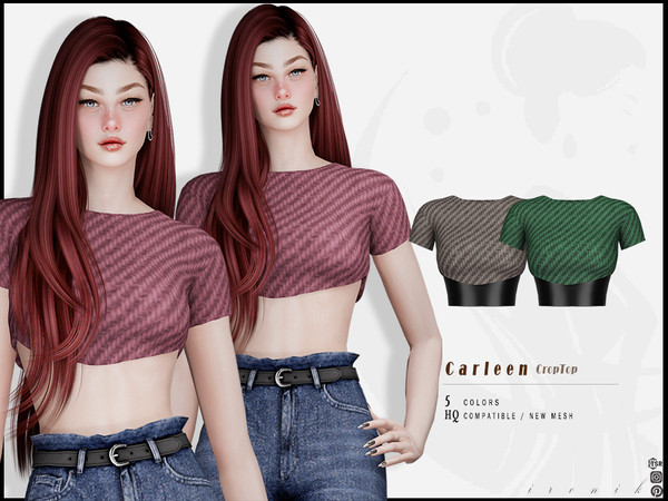 Sims 4 — Carleen CropTop by _ironik_ — -5 Colors