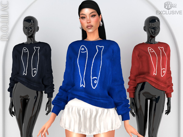 Sims 4 — Printed Cotton Sweater DO0803 by DOLilac — Custom thumbnail
