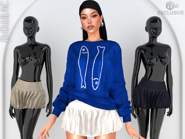 Sims 4 — Pleated Mini Balloon Skirt DO0804 by DOLilac — Custom thumbnail