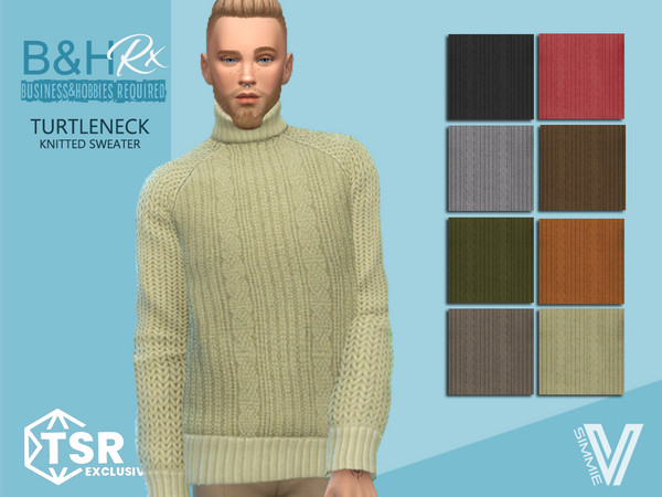 Sims 4 — B&HRx Turtleneck Sweater by SimmieV — A lovely knitted pattern has been applied to this basic turtleneck