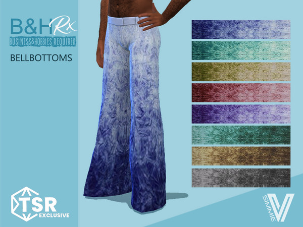 Sims 4 — B&HRx Ring Them Bellbottoms by SimmieV — What happens when high fashion fabrics collide with vintage